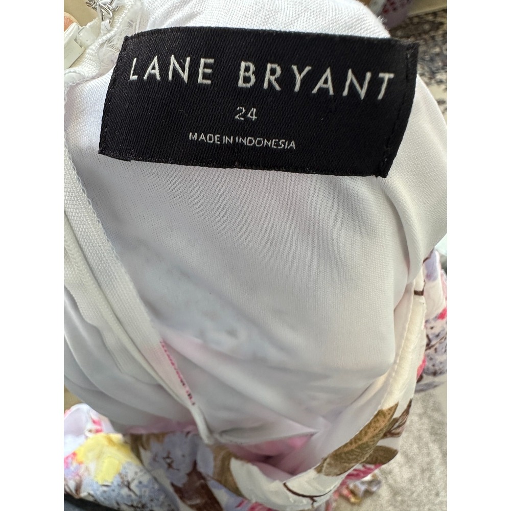 Lane Bryant Floral Maxi Dress Tiered Tie Strap Pockets Lined Plus Size 24 Summer - Picture 10 of 15